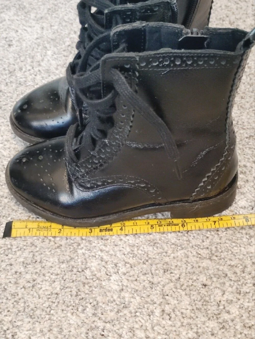 Zara Black Kids Lace-Up Brogue Combat Boots